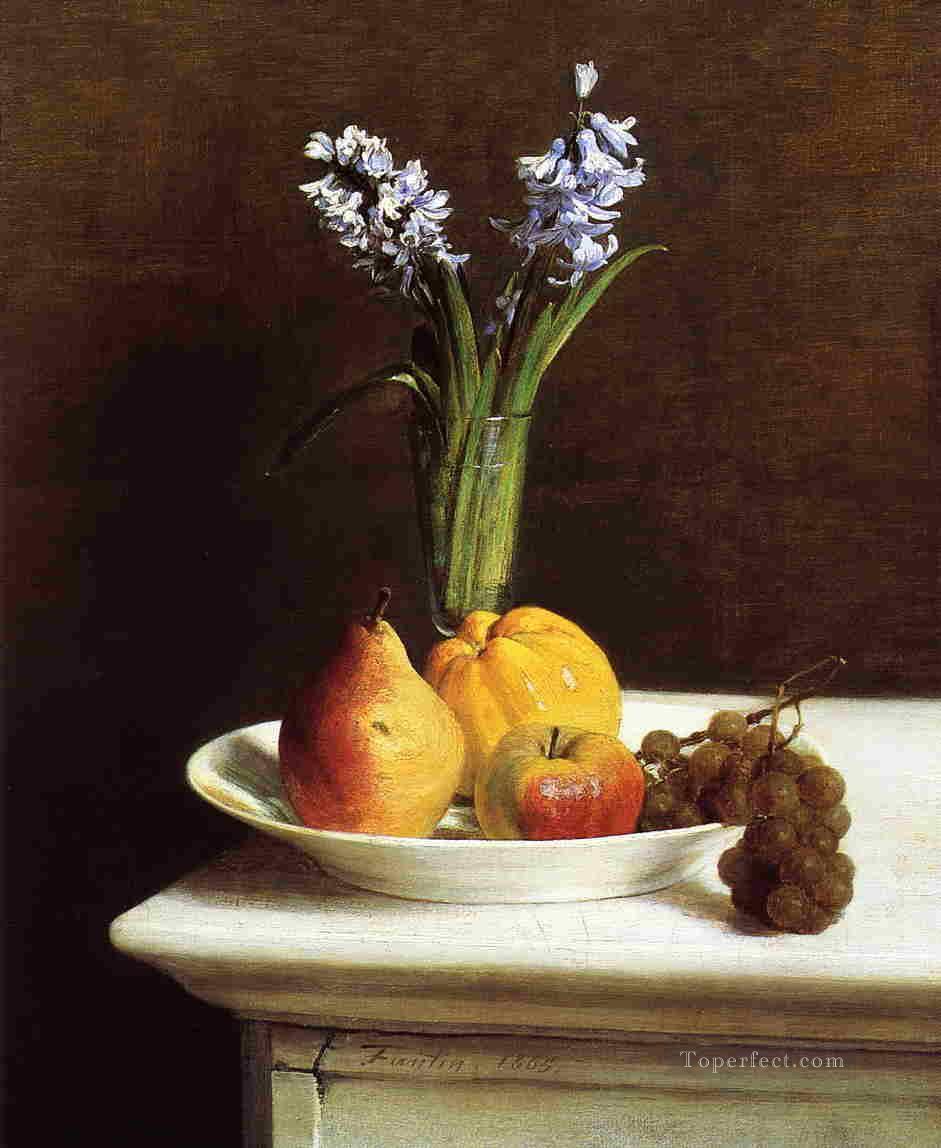 静物画 ヒヤシンスと果物 花の画家 アンリ・ファンタン・ラトゥール油絵